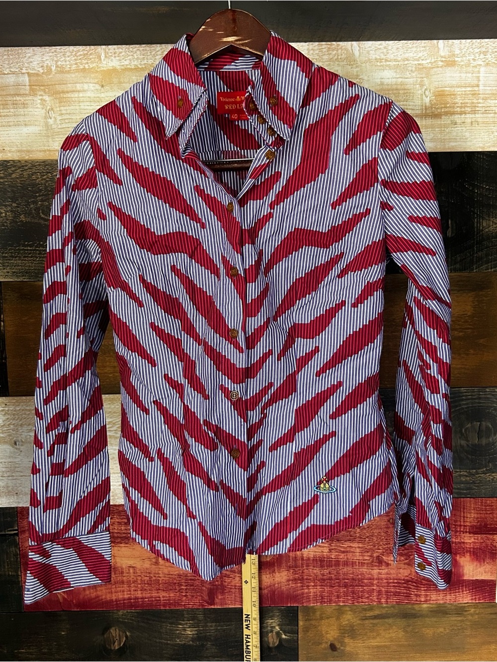 Vivienne Westwood Red Label Stripe Print women Button-Up Shirt snap - Picture 1 of 9